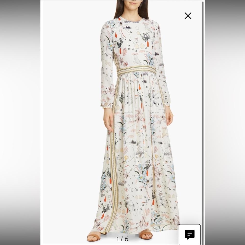 Tory Burch Silk Maxi Dress in Poetry of Things Pattern